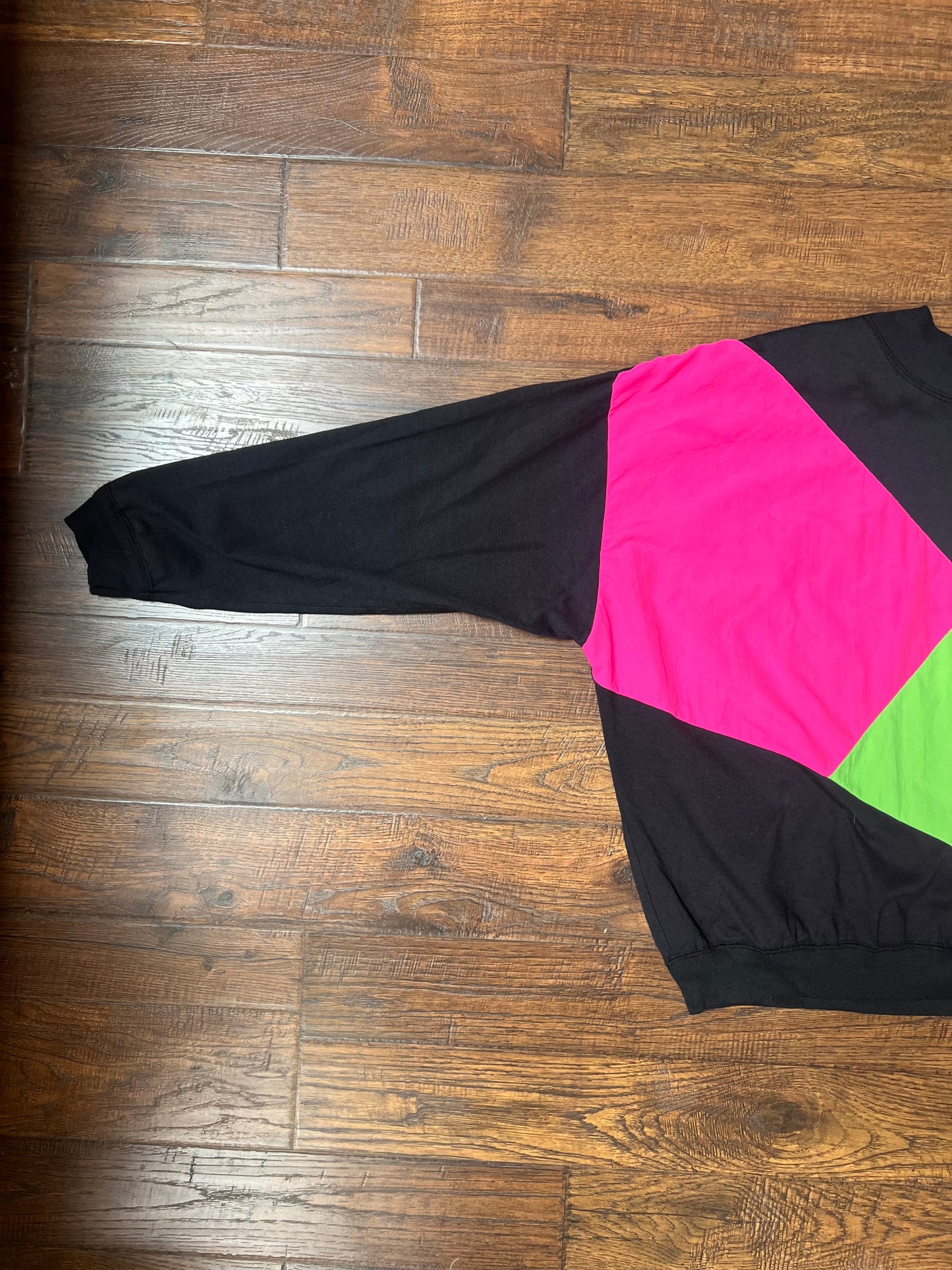 Vintage Clothing - Lightweight Pullover Sweatshirt - 80's Neon Color Block - Ms. Jik - Large