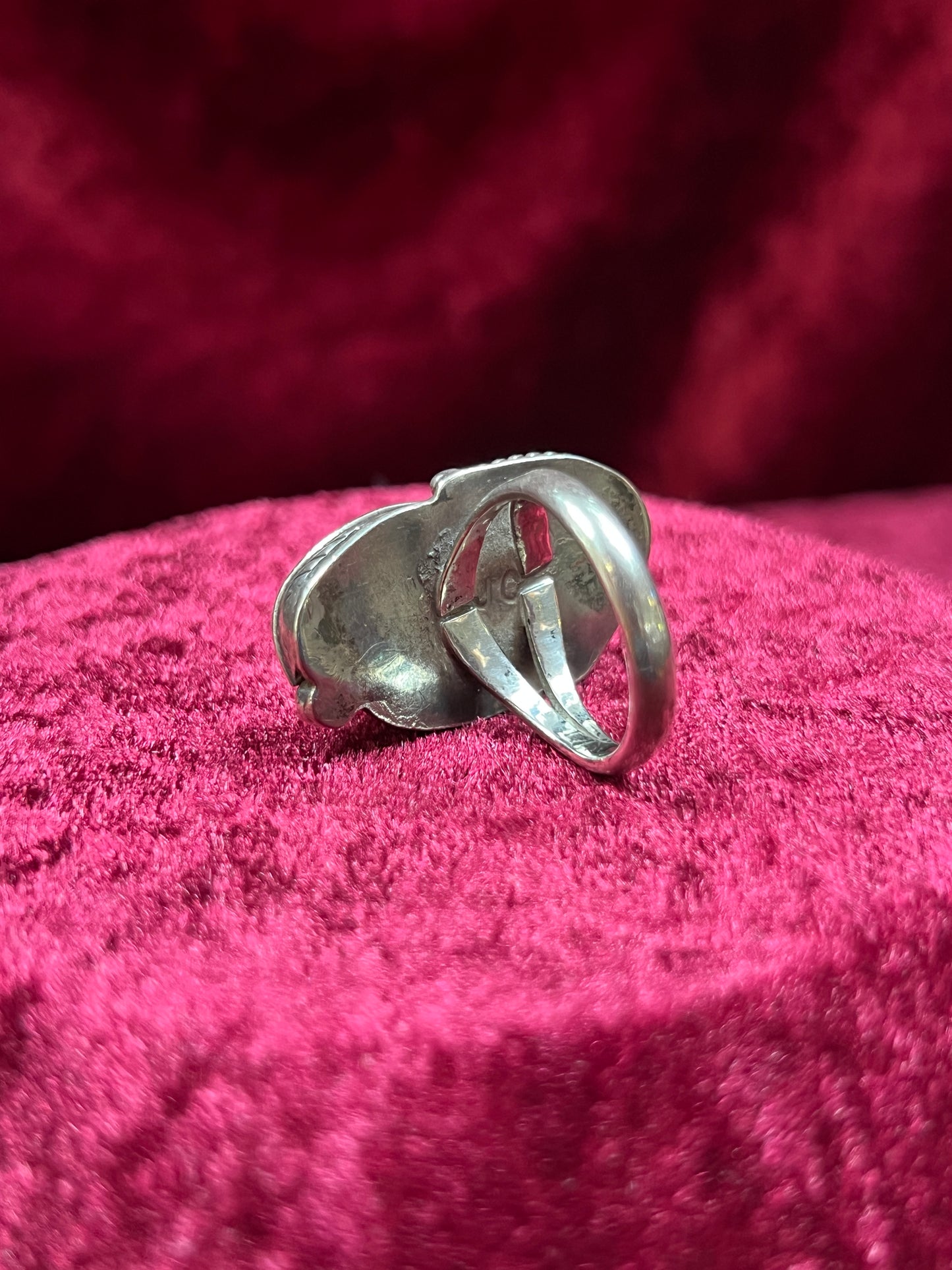 Vintage Jewelry - Chunky Ring - Sterling Silver - Natural Turquoise - J.C. - 8.25