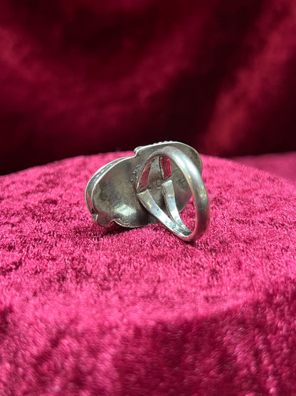 Vintage Jewelry - Chunky Ring - Sterling Silver - Natural Turquoise - J.C. - 8.25