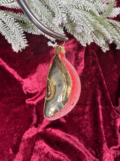 Vintage Christmas - Handblown Glass Ornament - Apple Slice - Czech Republic