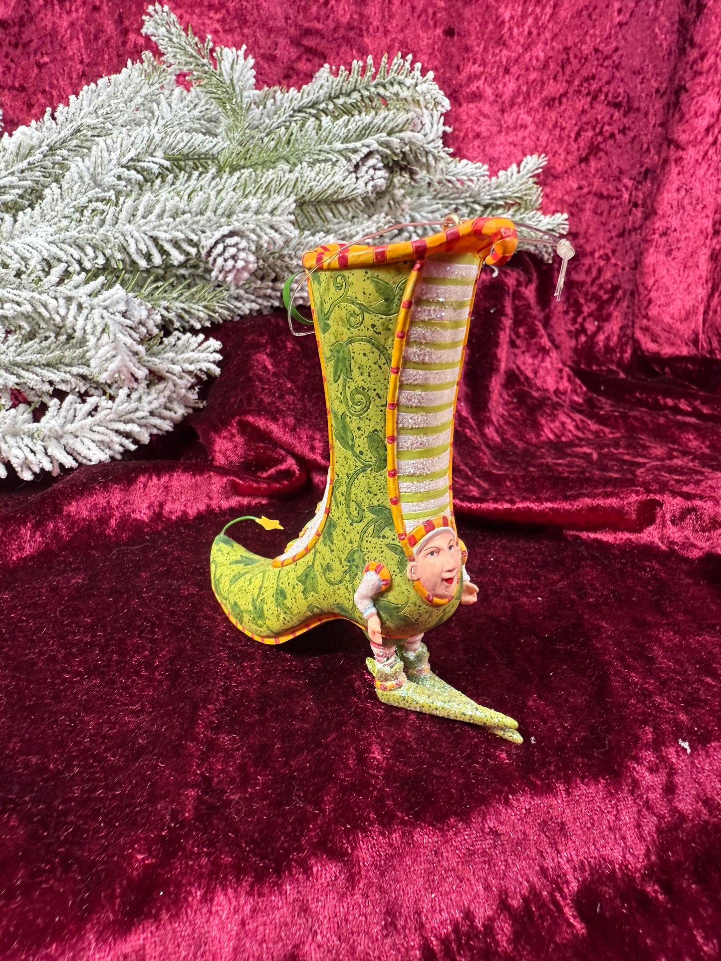 Vintage Christmas Ornament -  Elf In A Victorian Boot - Patience Brewster - Department 56
