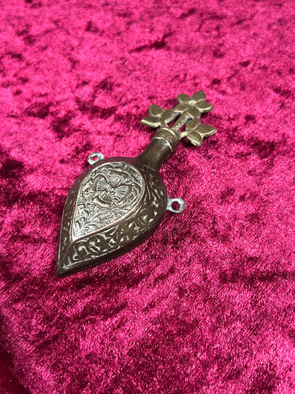 Vintage Vanity - Pocket Perfume Bottle with Screw Top Stopper - Brass - Ornate Floral Filigree