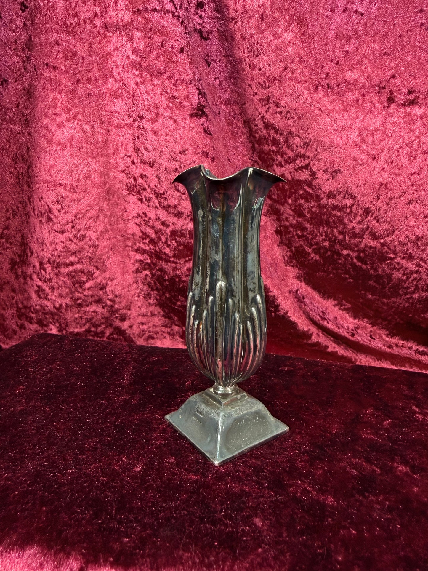 Vintage Silver Plated Bud Vase – Fluted Pedestal Urn Form