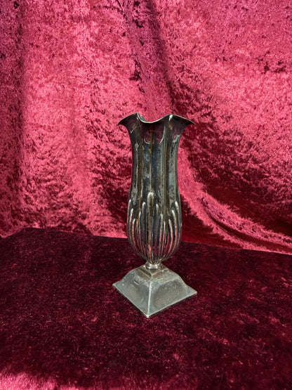 Vintage Silver Plated Bud Vase – Fluted Pedestal Urn Form