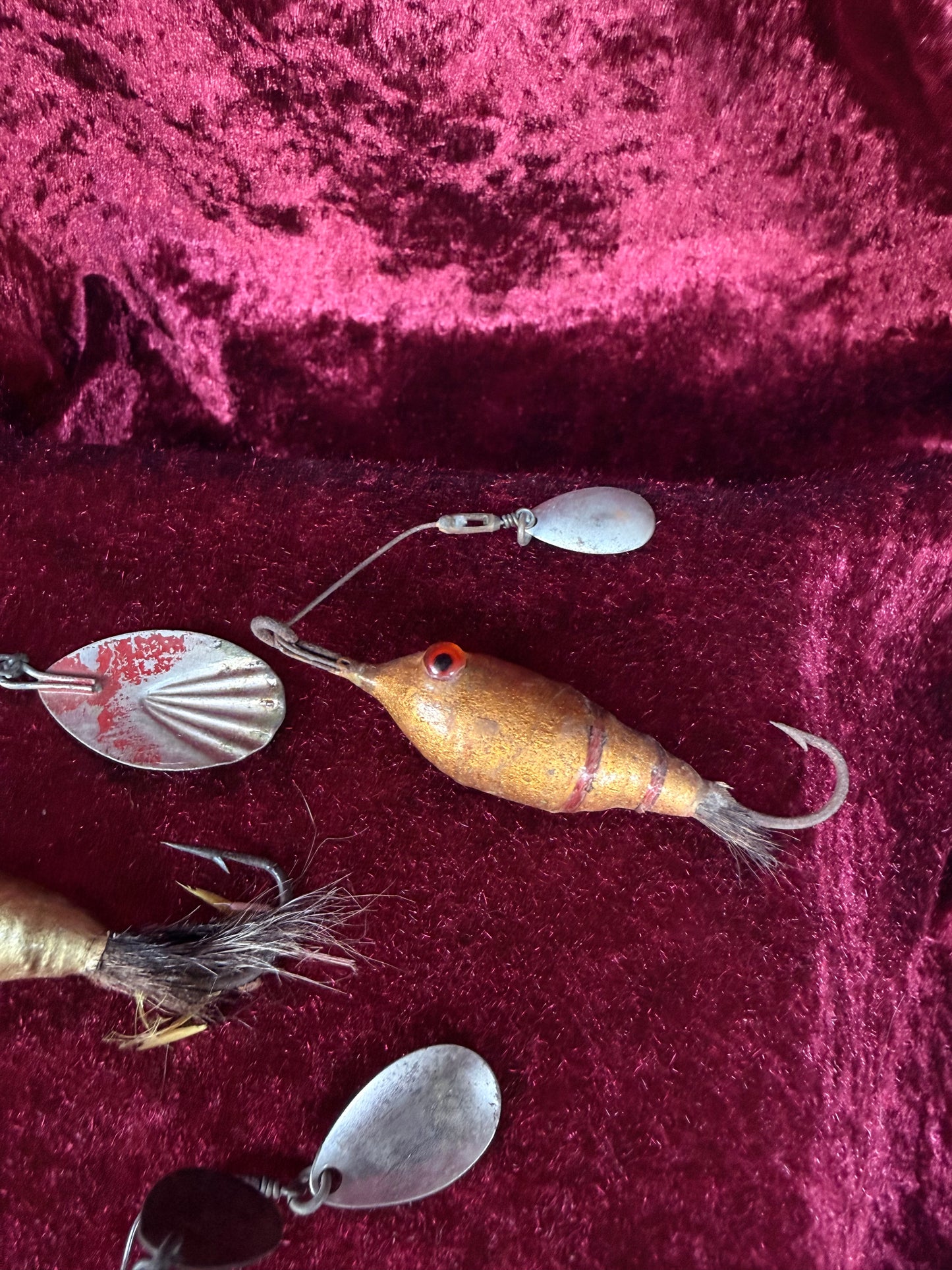 Vintage Glass Eye Fishing Lure Lot of 3 - Empire City Spinner Baits
