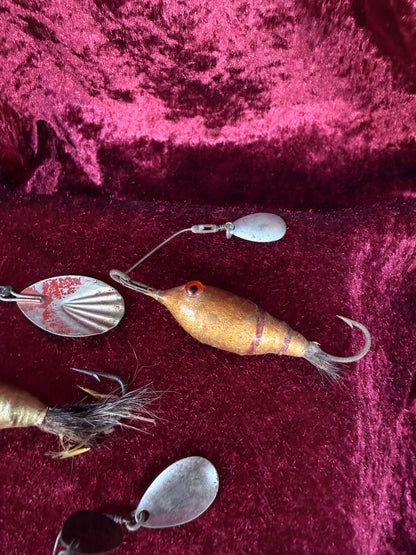 Vintage Glass Eye Fishing Lure Lot of 3 - Empire City Spinner Baits