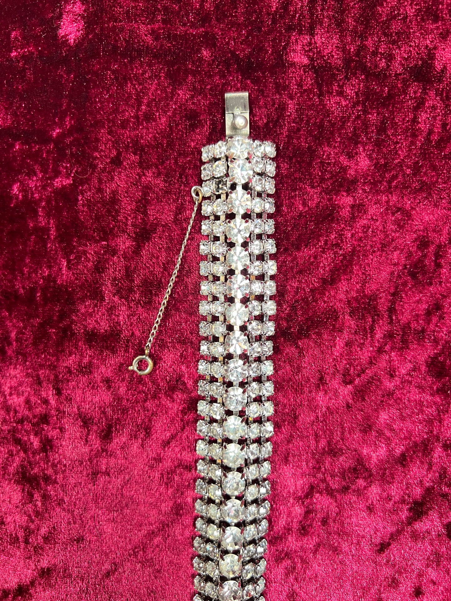 Vintage Jewelry - 5-Row Tennis Bracelet - Round Cut Rhinestones - 7.5"
