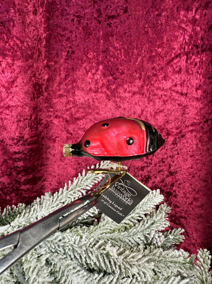 Vintage Christmas - Glass Clip-On Ornament - Ladybug Legend - Vintage Glassworks - Germany
