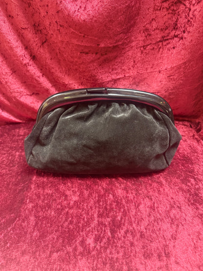 Vintage Accessories - Kiss Lock Evening Clutch - Genuine Black Suede Leather - Italy