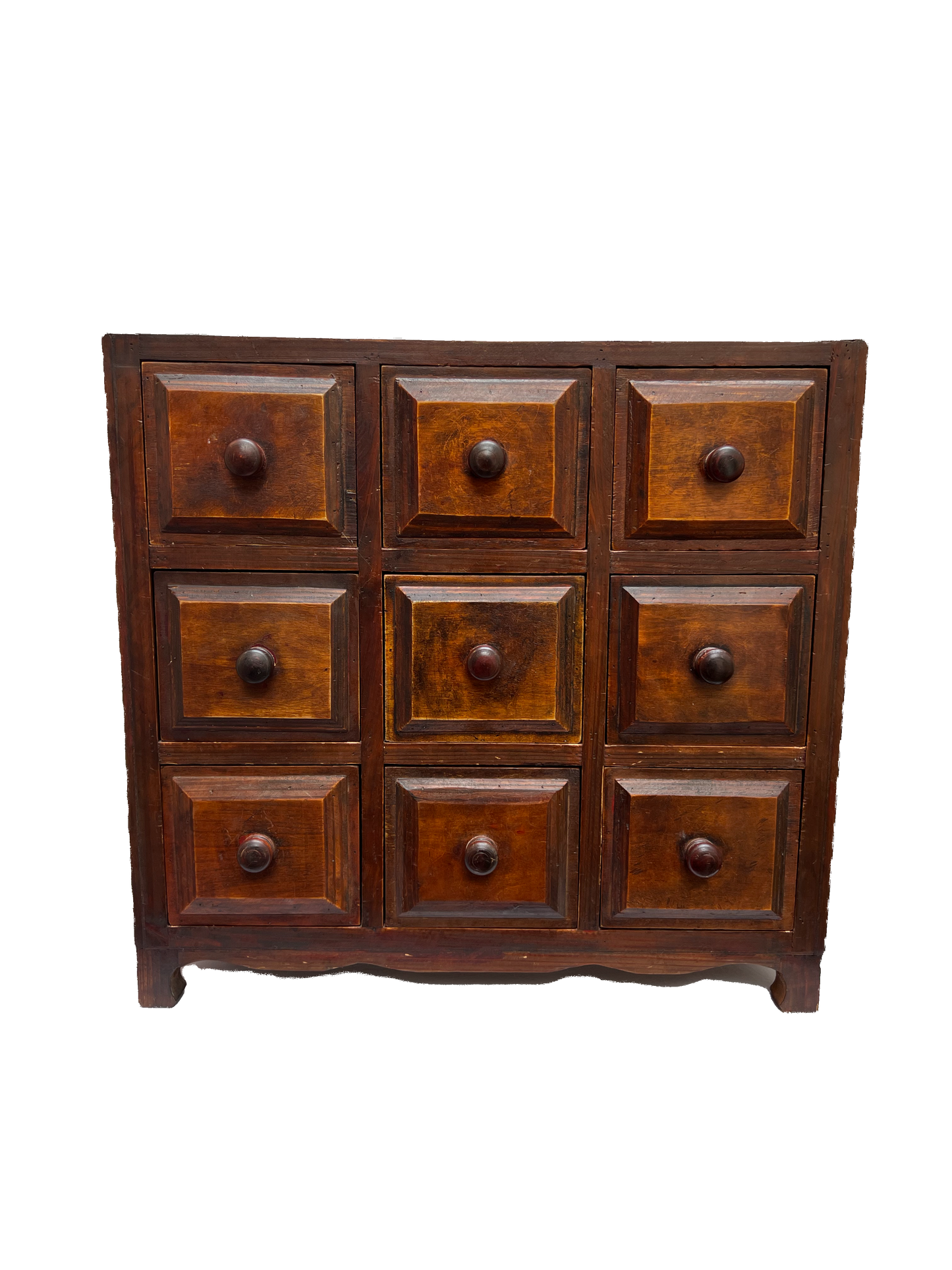 Vintage Furniture - 9 Drawer Apothecary Cabinet - Dark Wood