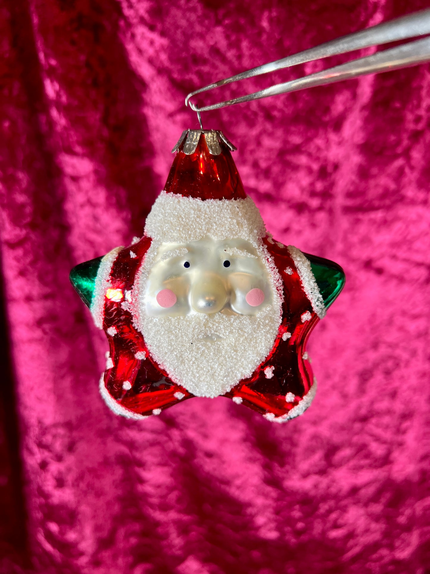 Vintage Christmas - Handblown Glass Ornament - Star Shaped Santa Claus - Discover Channel Store