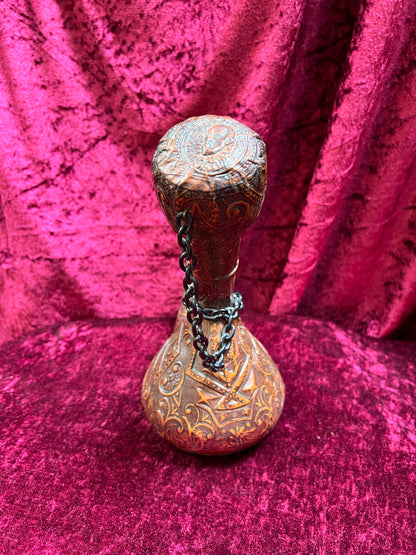 Vintage Barware - Tooled Leather Porron Decanter and Flask - Don Quixote and Patio De Los Leones