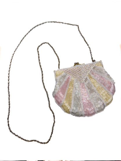 Vintage Purse - Beaded Pastel Shell Evening Cross-Body - La Regale