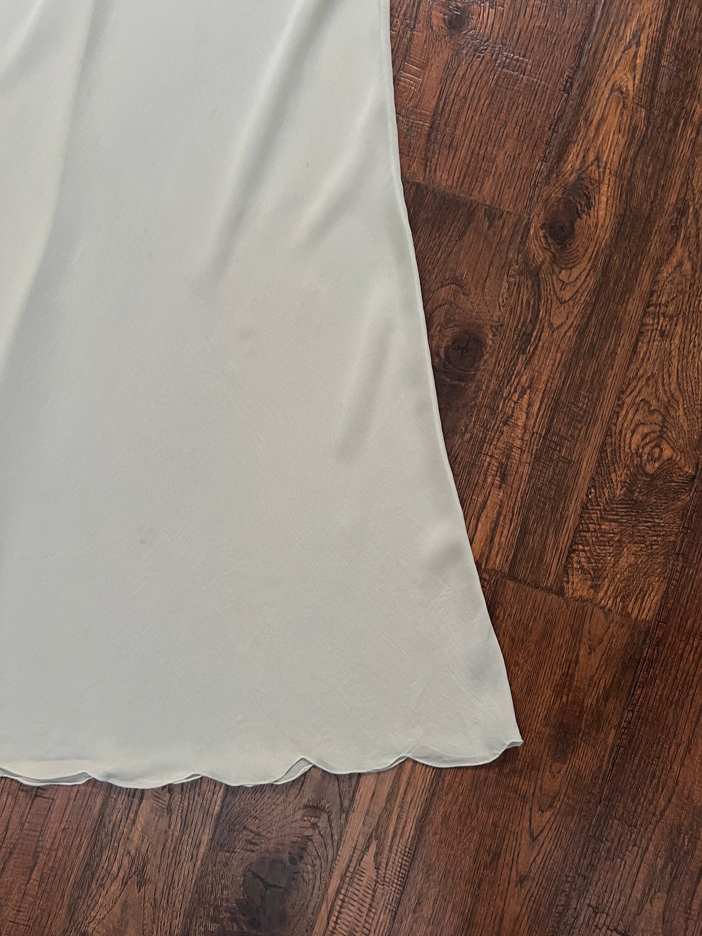 Vintage 1940s Bias Cut Slip Dress - Seafoam Green Lace Nightgown - Medium