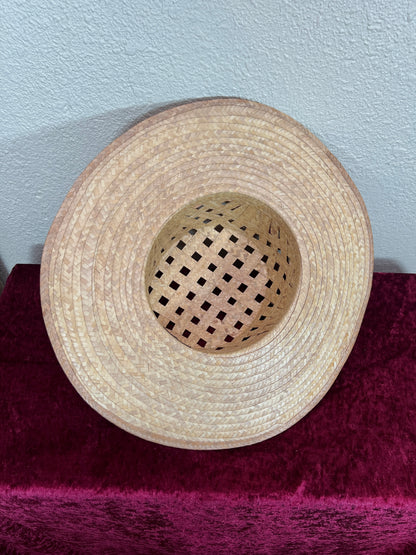 Vintage Accessories - Straw Sun Hat - Faux Flowers on Ribbon - Medium - The Hat Factory