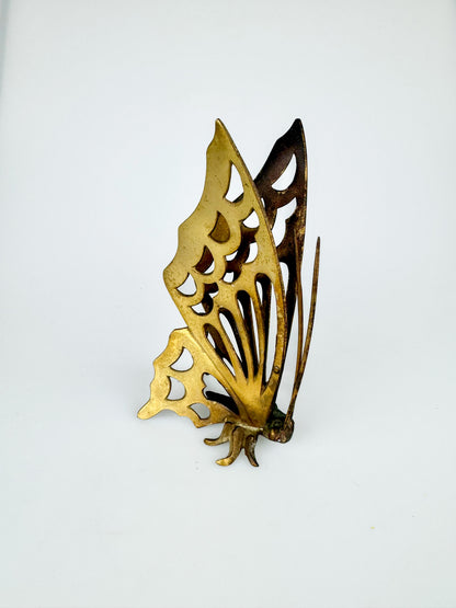 Vintage Standing Brass Butterfly Statue - Made In Japan