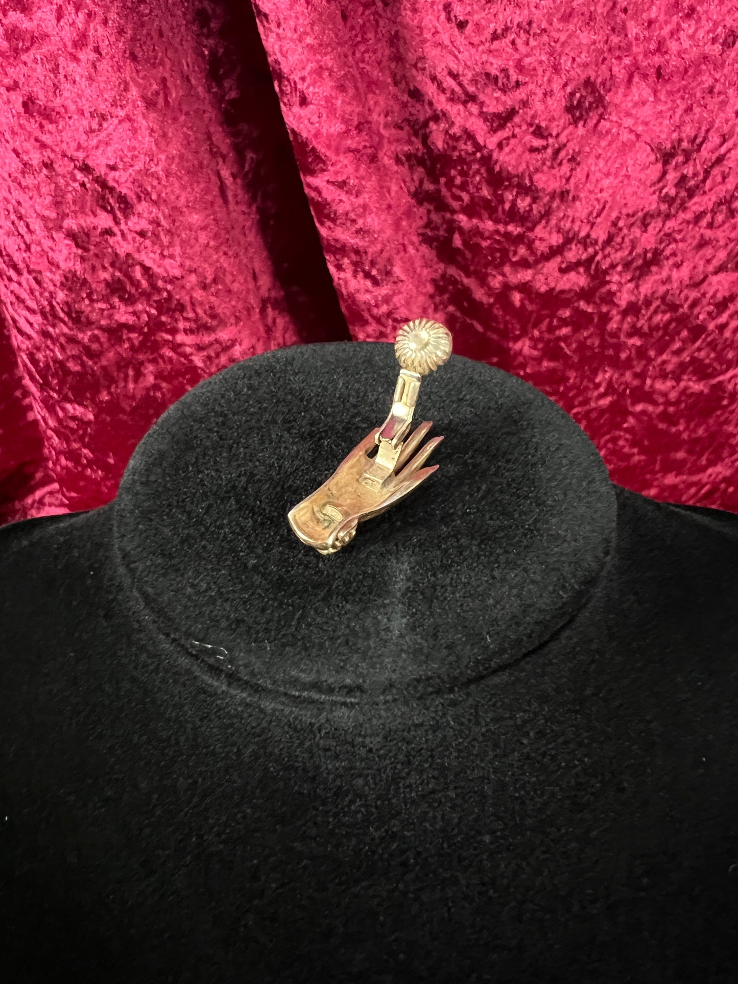 Vintage 1940s Gold Tone Clip On Earrings - CORO Bejeweled Hand Figural Jewelry