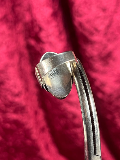 Vintage Jewelry - Adjustable Poison Ring - 925 Silver - Black Onyx Center Stone - Taxco