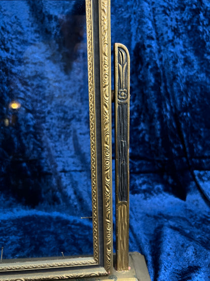 Antique Art Deco Picture Frame – Gold & Charcoal Ornate Tilt Design