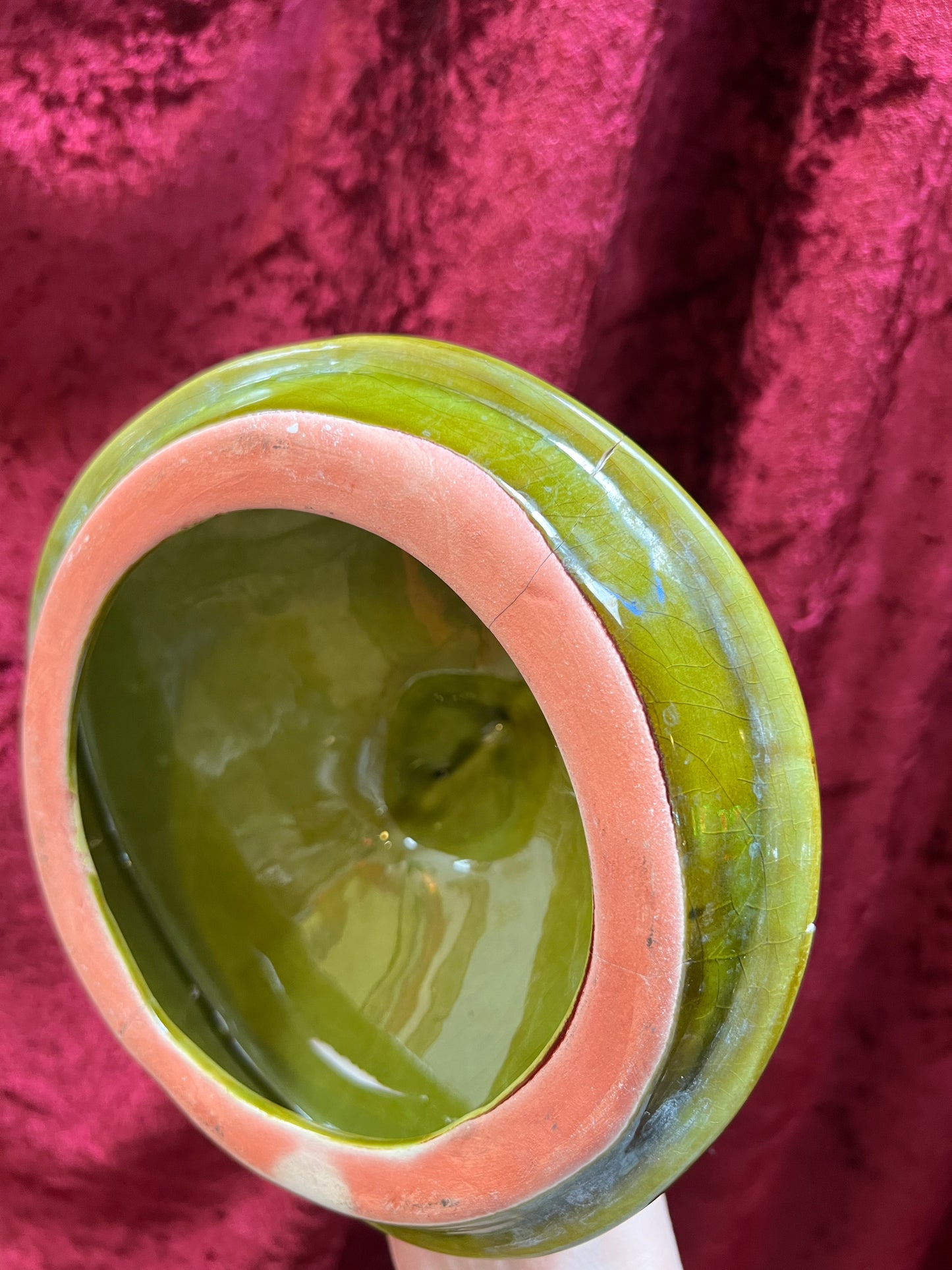 Vintage Kitchen - Ceramic Cookie Jar - Green Grinning Piggy - Los Angeles Pottery