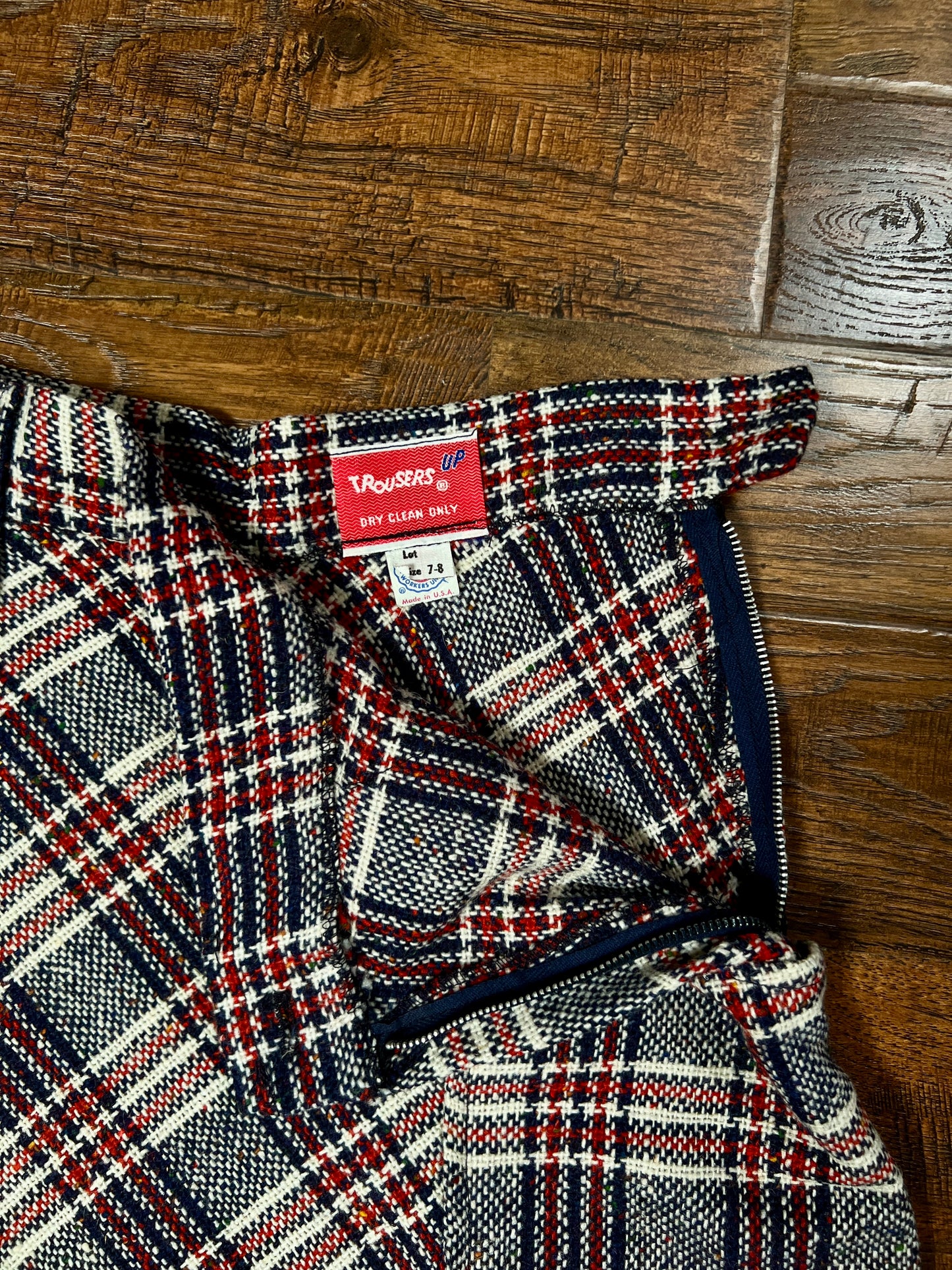 Vintage Wool Blend Plaid Skirt - Trousers Up Patch Pocket A-Line - Size Medium