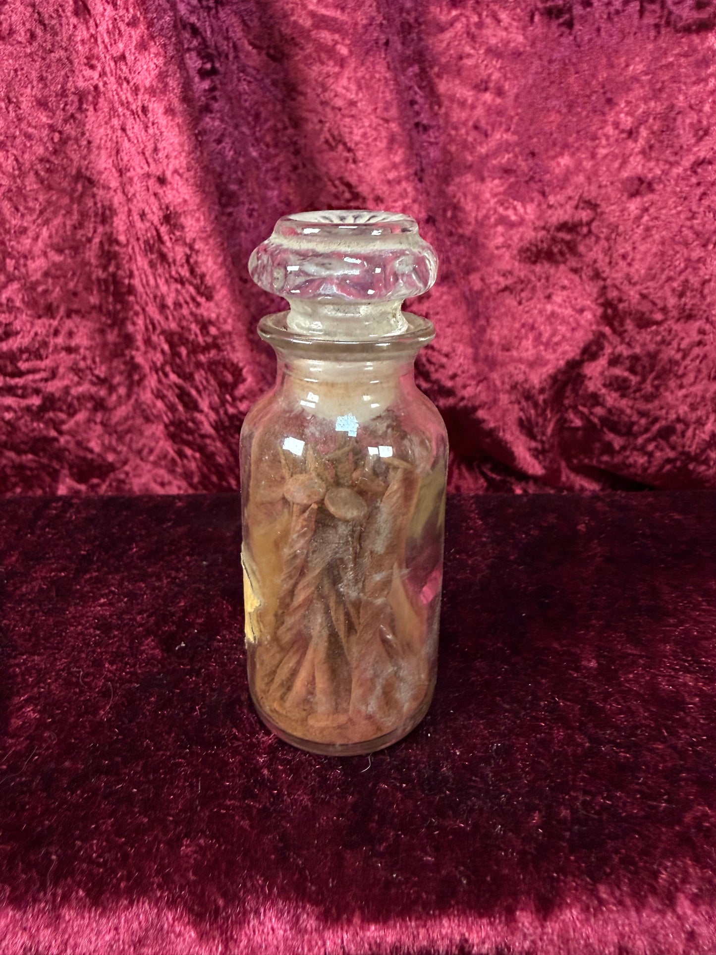 Vintage Glass Apothecary Bottle – Stoppered Rusty Nail Curiosity