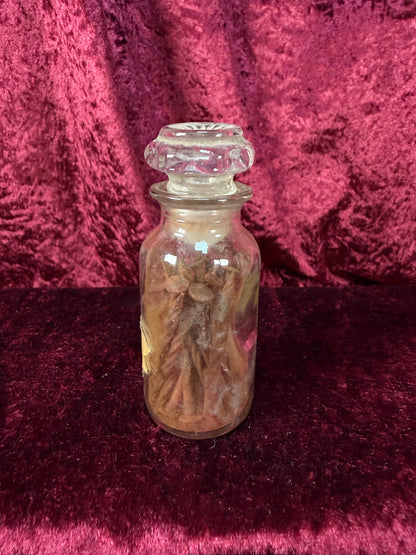Vintage Glass Apothecary Bottle – Stoppered Rusty Nail Curiosity