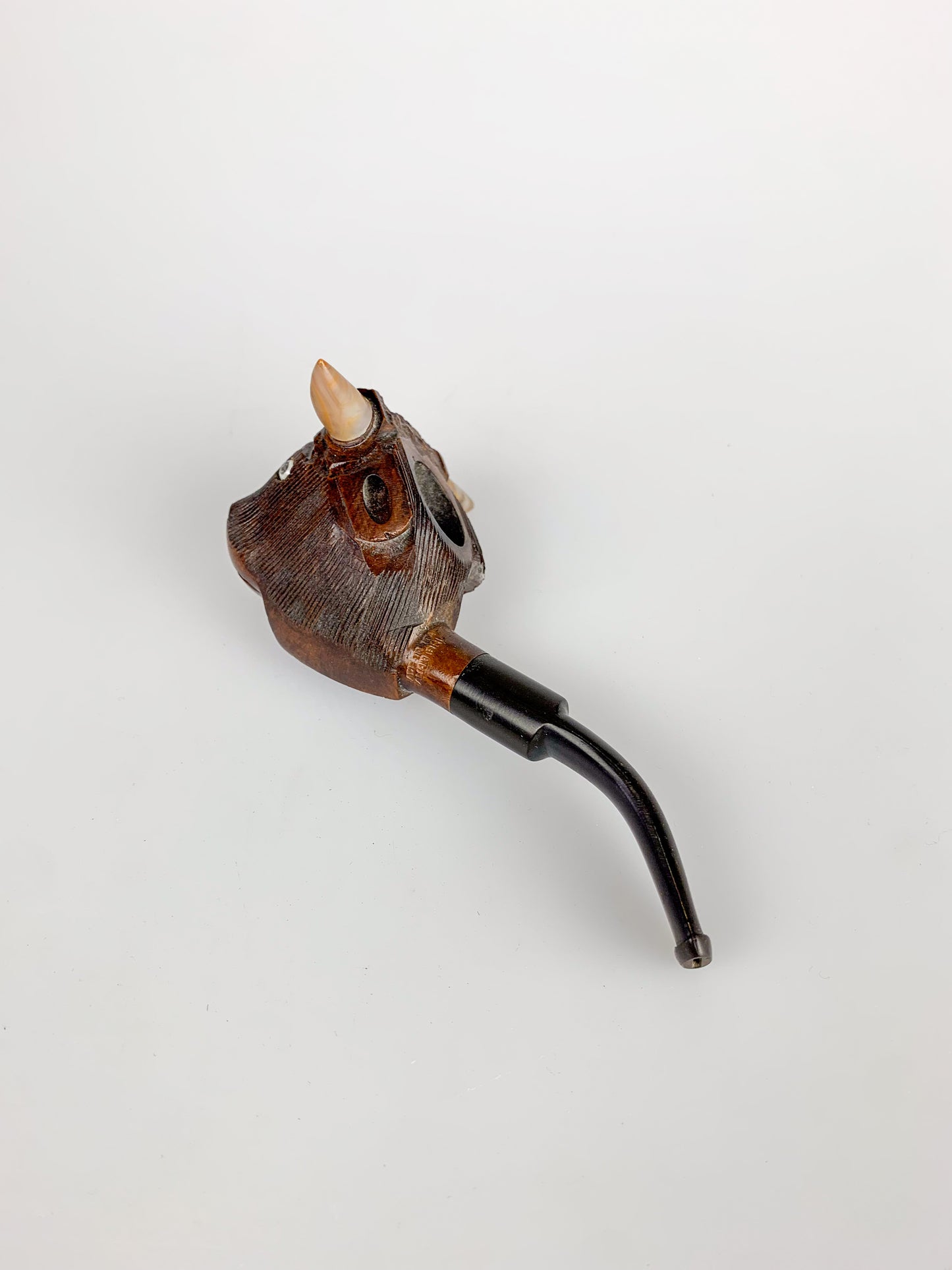 Vintage Italian Hand Carved Bull Briar Wood Pipe