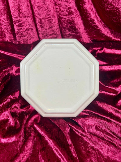Vintage Trinket Dish - Ceramic - Giant Pink Rose - Chipped