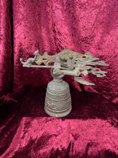 Antique Metal Monastery / Sanctuary Bell – Winged Angel - Latin Engraved