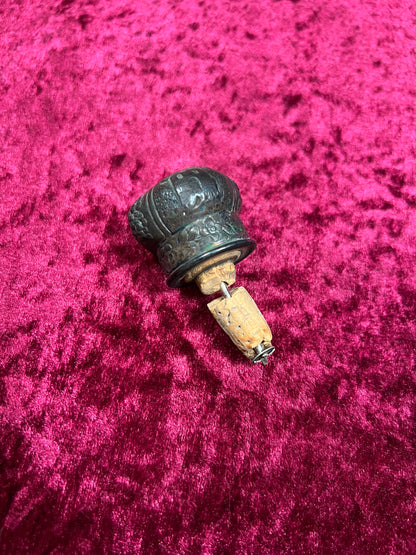 Vintage Barware - Antique 18th Century Etched Glass Decanter - Silver Repousse - German