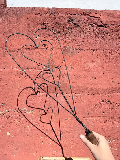 Vintage Wire Blanket Beater – Triple Heart Primitive Design