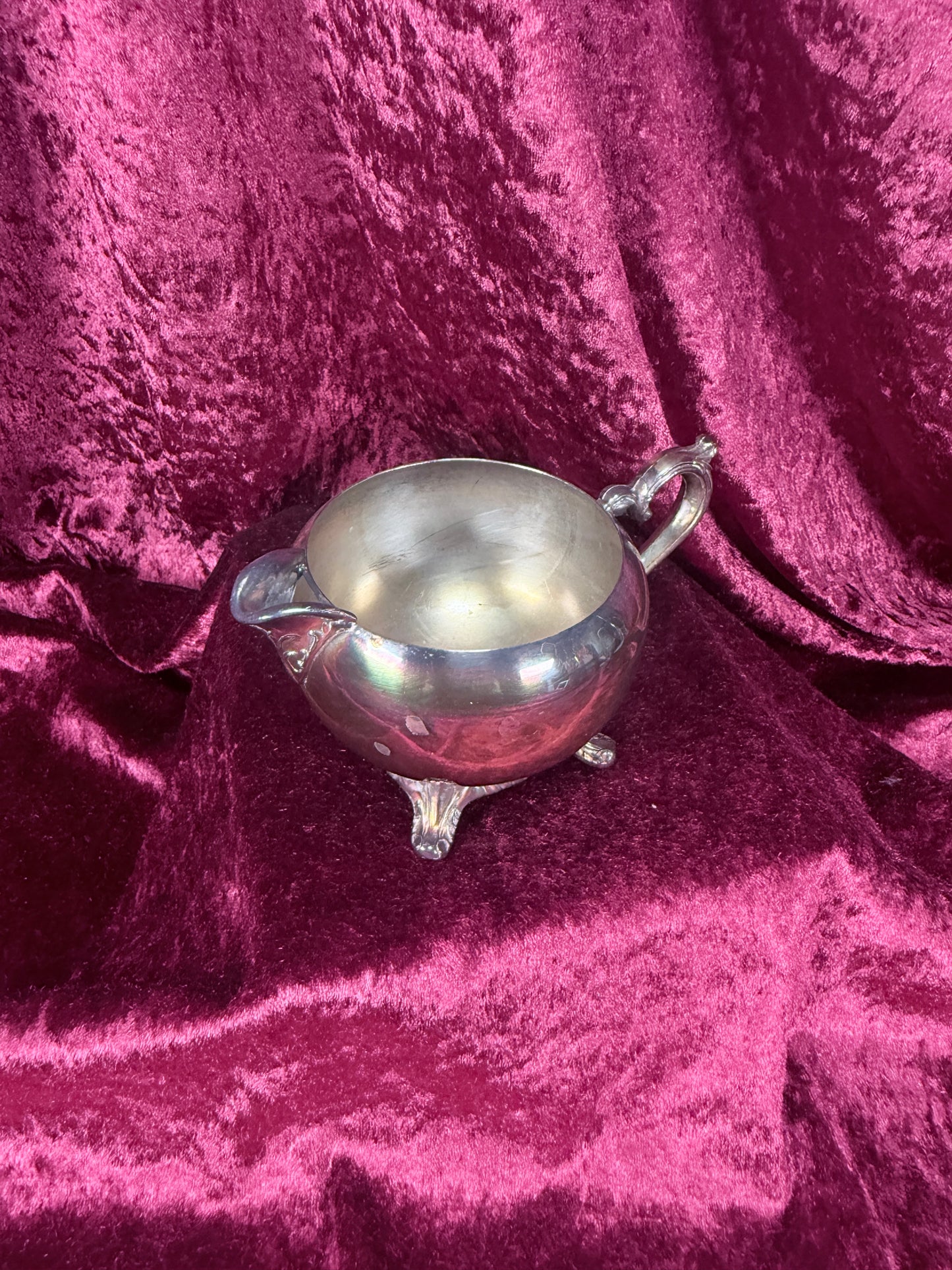 Vintage Silverplate Creamer – Apple Shaped Footed Pitcher
