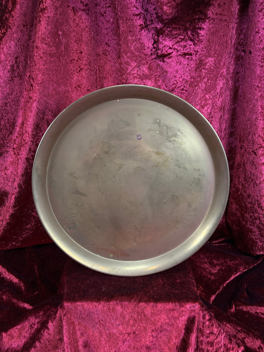 Vintage Brass Vanity Tray - Large Round Minimalist Perfume Display