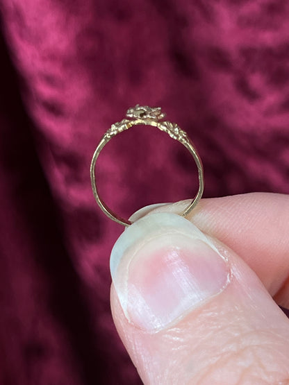 Vintage 10K Yellow Gold Ring - Rose Gold Rosette Center - Size 3