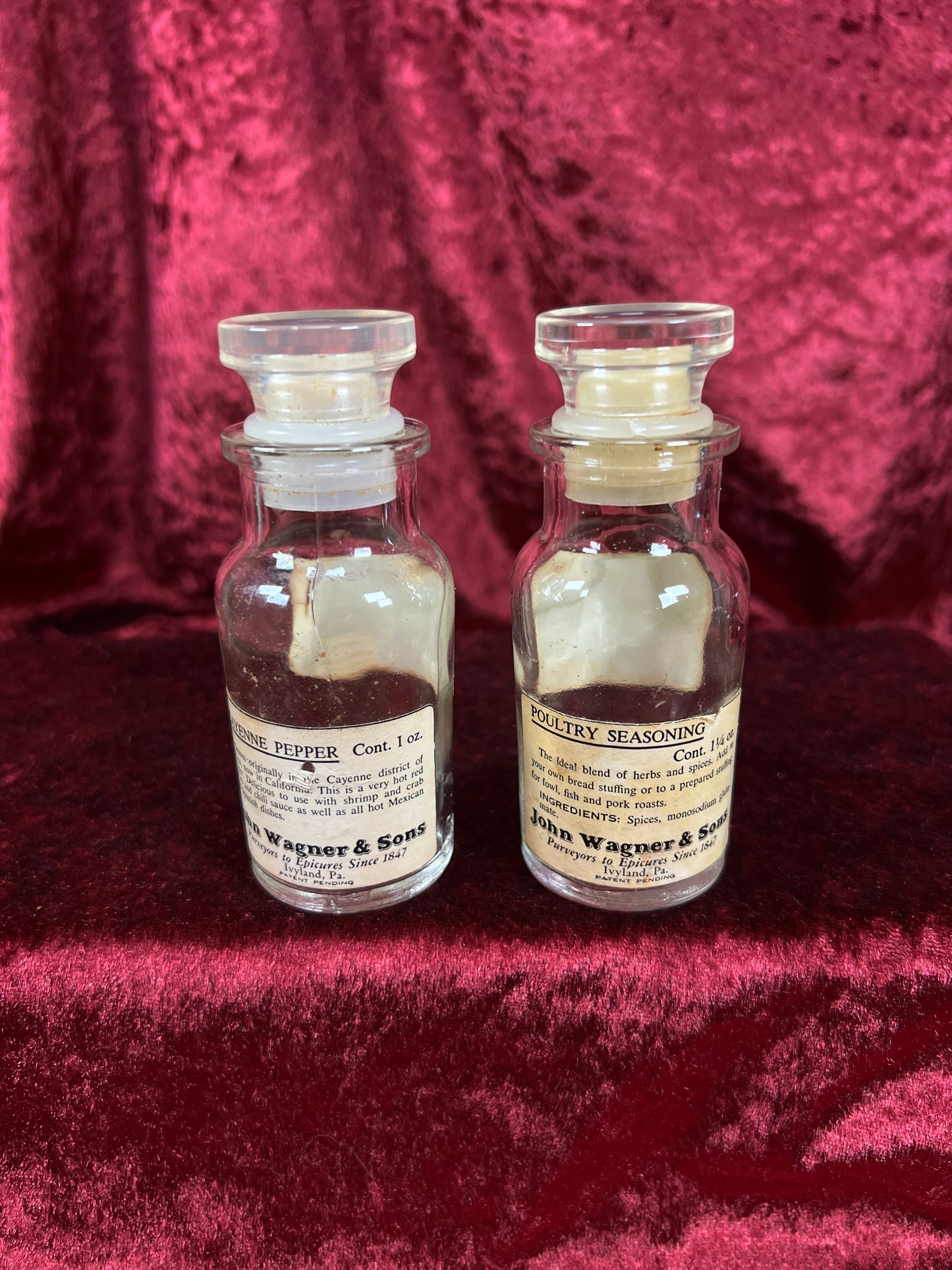 Vintage Glass Apothecary Style Spice Jar Set with Original Labels - Kitchen Collection Set