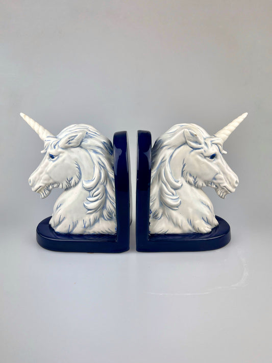 Pair of Vintage Unicorn Ceramic Bookends