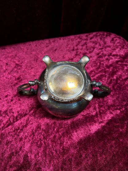Vintage Silverplate Sugar Bowl - Footed Lidded Trophy Style
