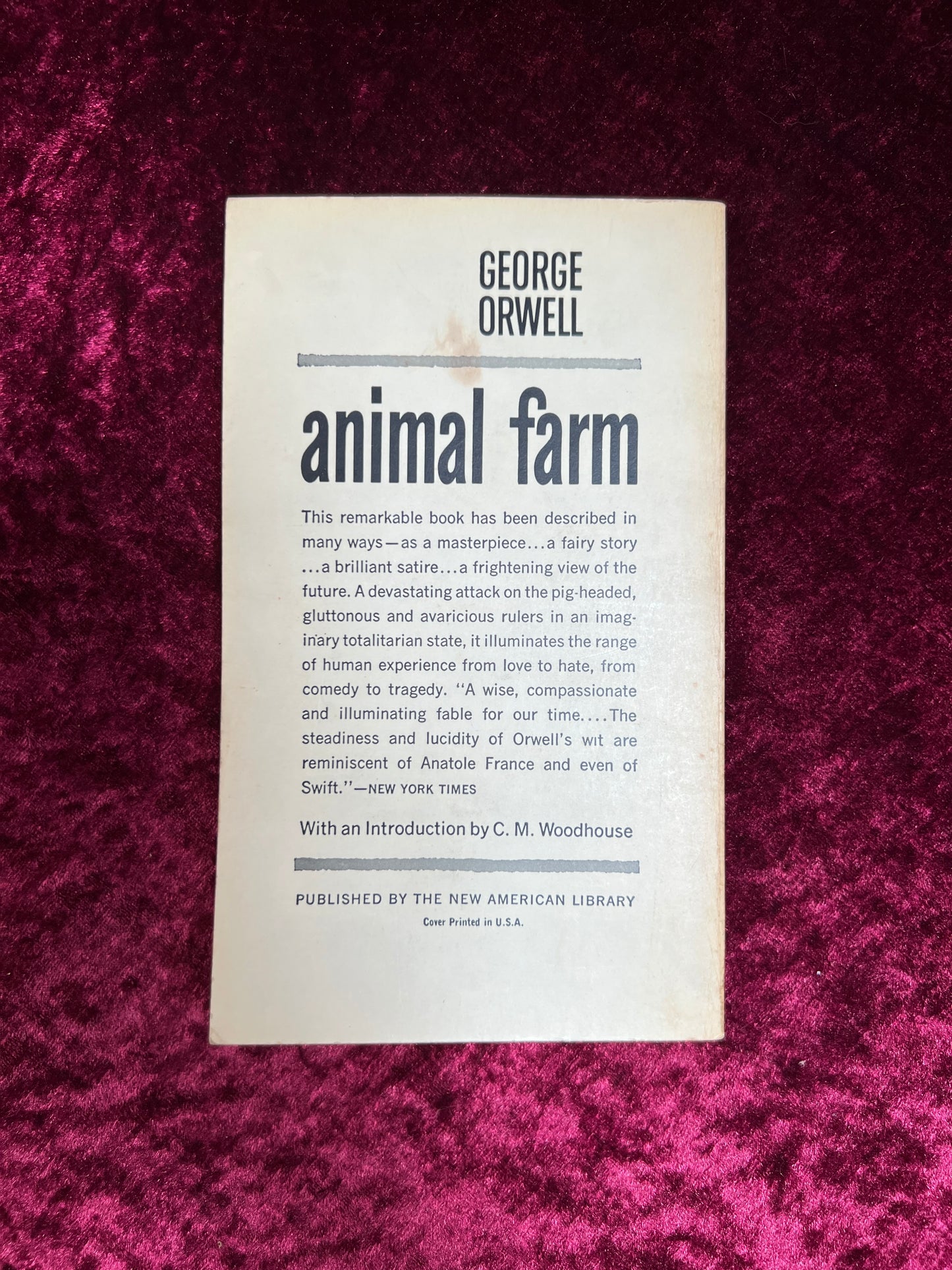 Vintage Paperback Book - Animal Farm - George Orwell - A Signet Classic 1963