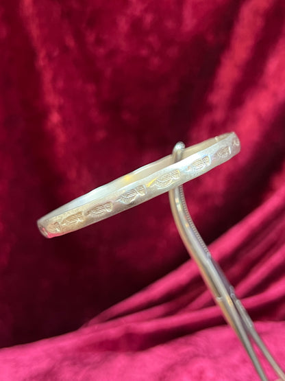 Vintage Jewelry - Bangle Bracelet - 925 Sterling Silver - Stamped Eagles - Mexico