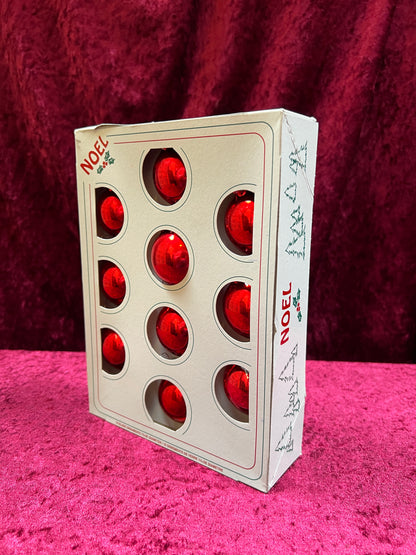 Vintage Christmas - Glass Ornament Set - Red - Noel