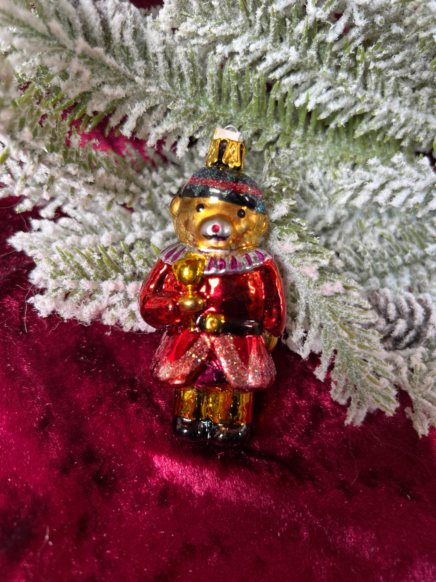 Vintage Christmas - Handblown Glass Ornament - Miniature Nutcracker Bear