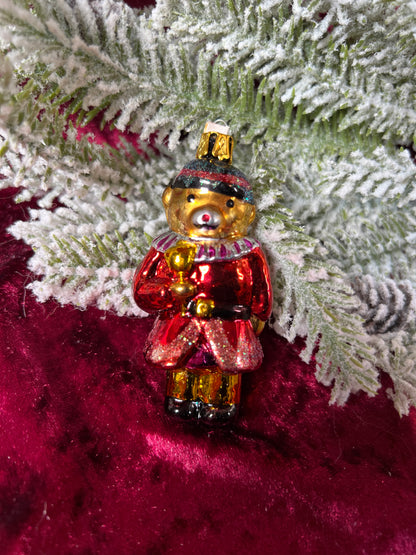 Vintage Christmas - Handblown Glass Ornament - Miniature Nutcracker Bear