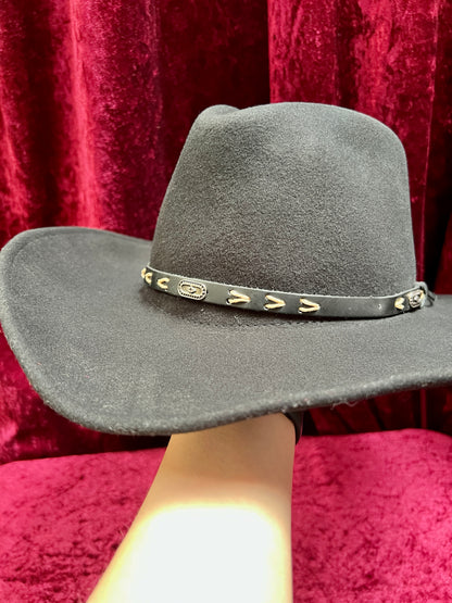 Vintage Wool Felt Cowboy Hat – Black Wide Brim Western Cowboy Style - Renegade Headwear - Medium