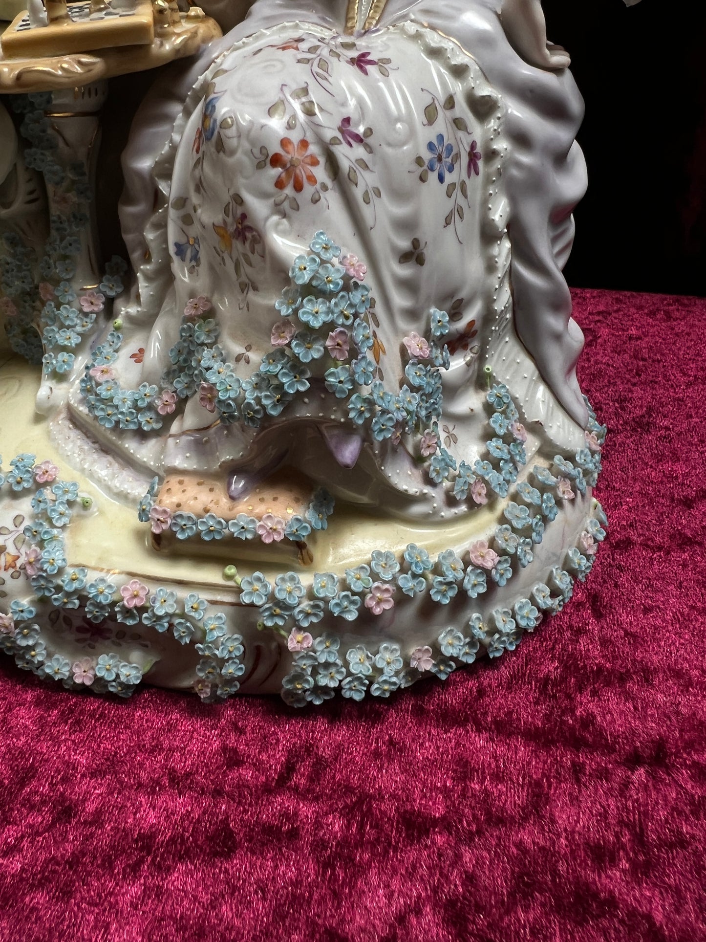 Vintage Porcelain Figurine - Antique Dresden Style Chess Game German Saxe Group