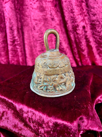 Vintage Religio - Antique Brass Sanctuary Bell - Raised Relief of The Twelve Apostles