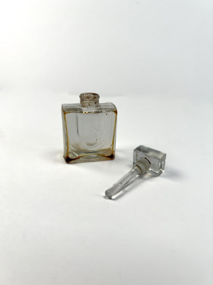 Vintage Miniature Glass Perfume Bottle - U-Shape - Stemmed Stopper