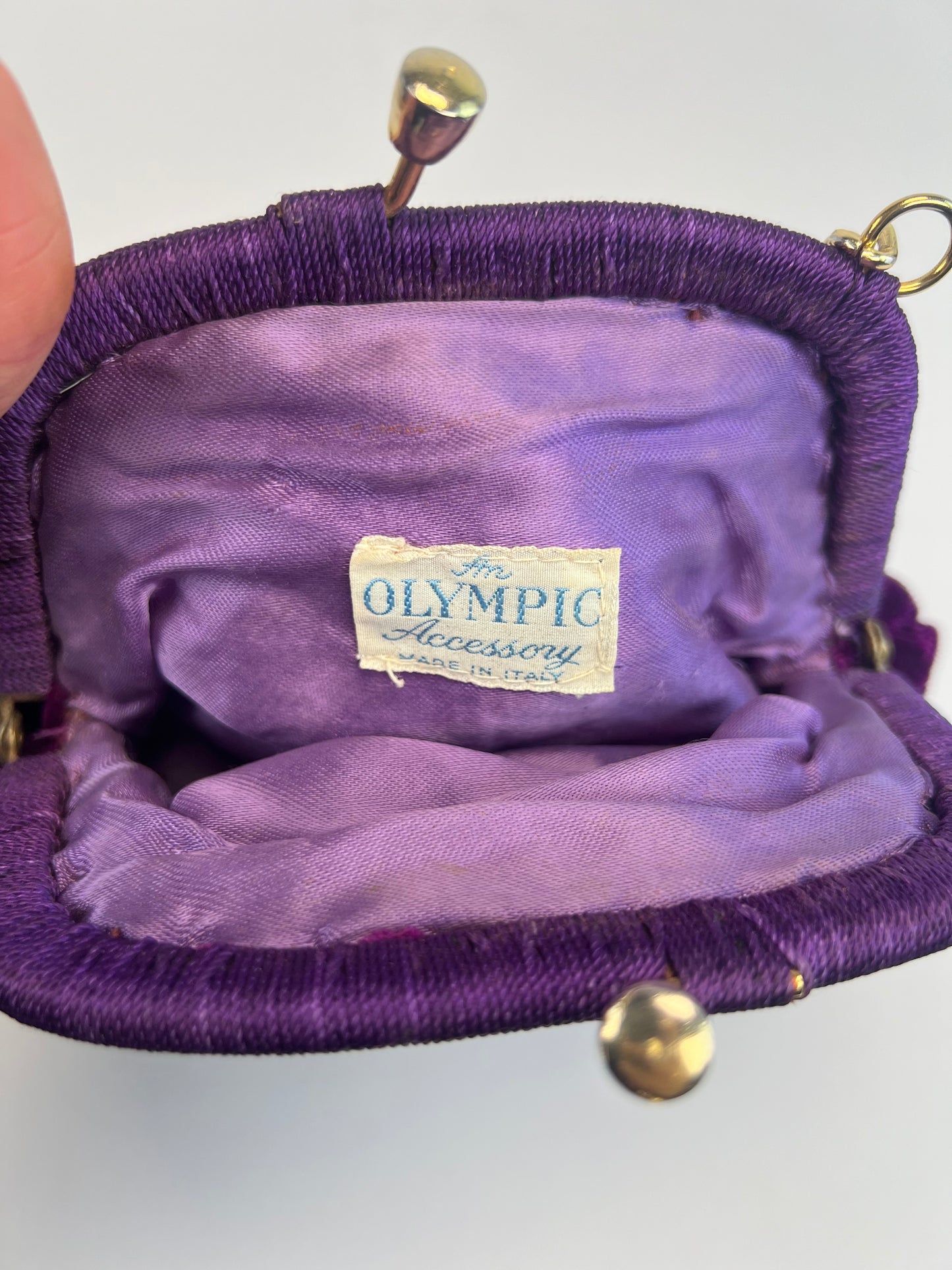 Vintage Purse - Evening Shoulder Bag - Crushed Royal Purple Velvet - An Olympic Accessory - Made In Italy