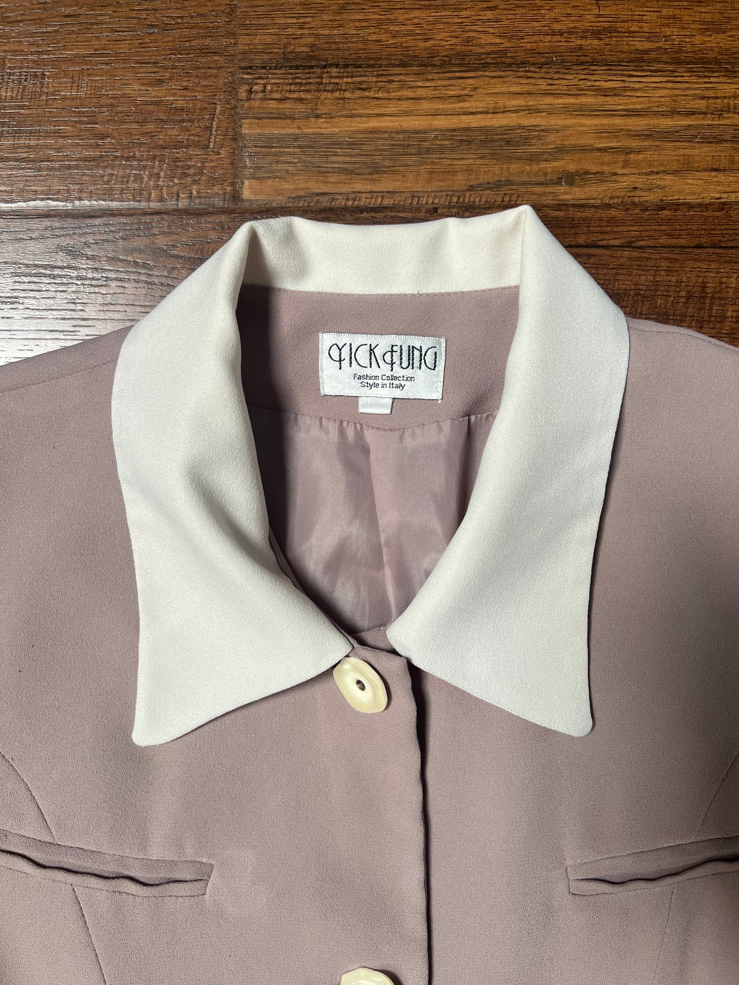 Vintage Clothing - Uniform Shirt Blouse - Grey Purple - Medium - Yick Fung