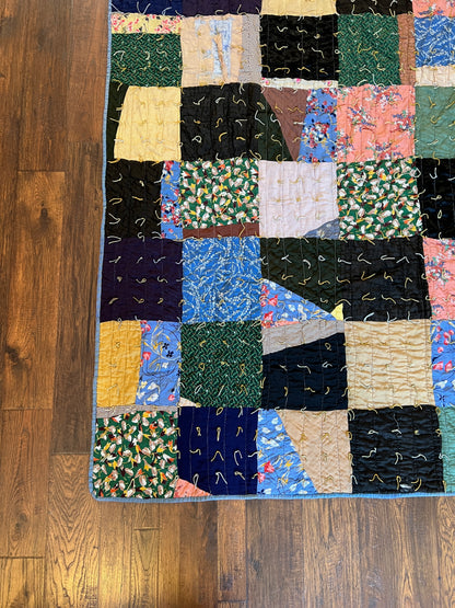 Vintage Linens - Cotton Quilt – Hand Stitched Patchwork Cottage Style